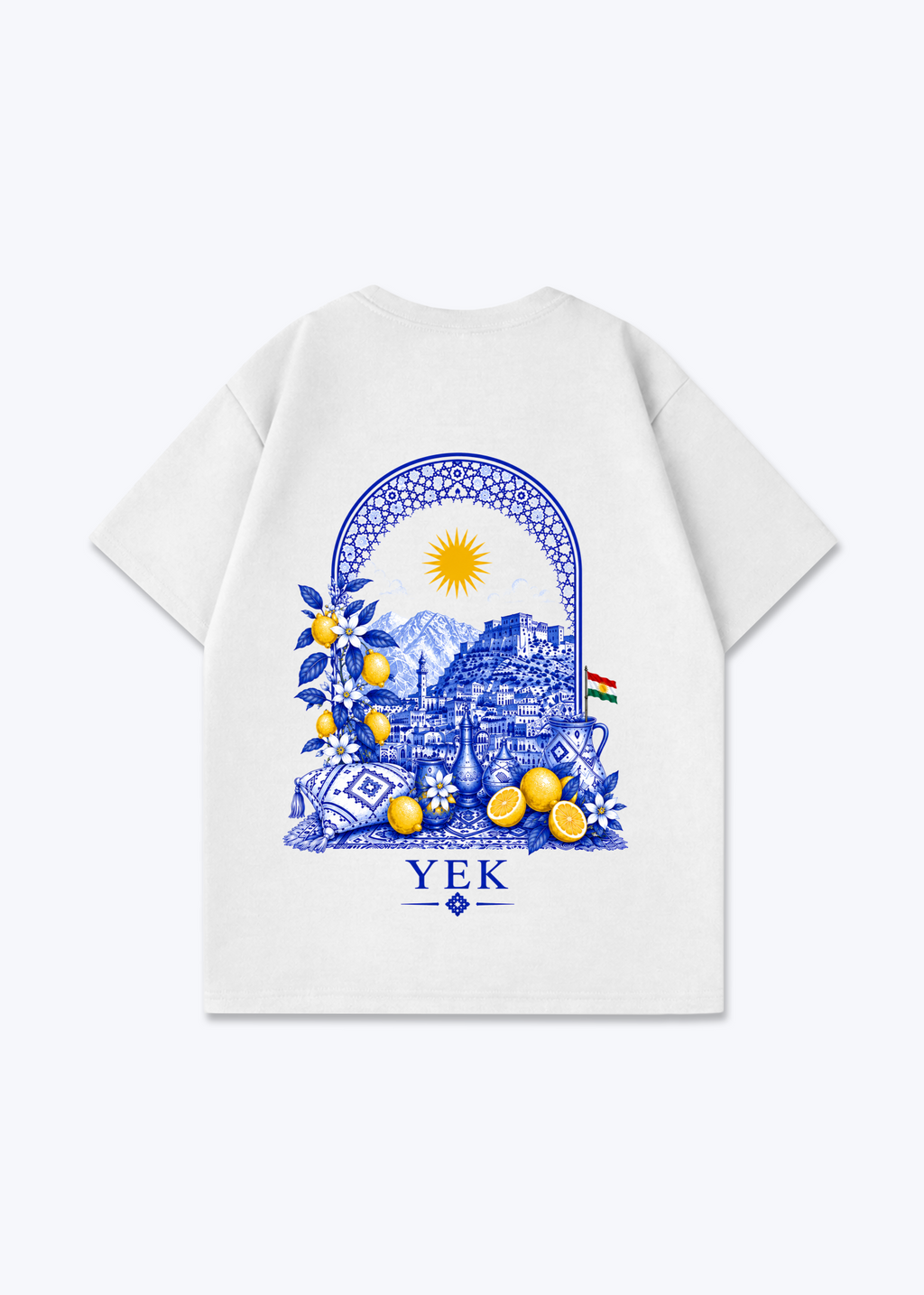 YEK Roj Blue Oversized T-Shirt - White Back (Designed)