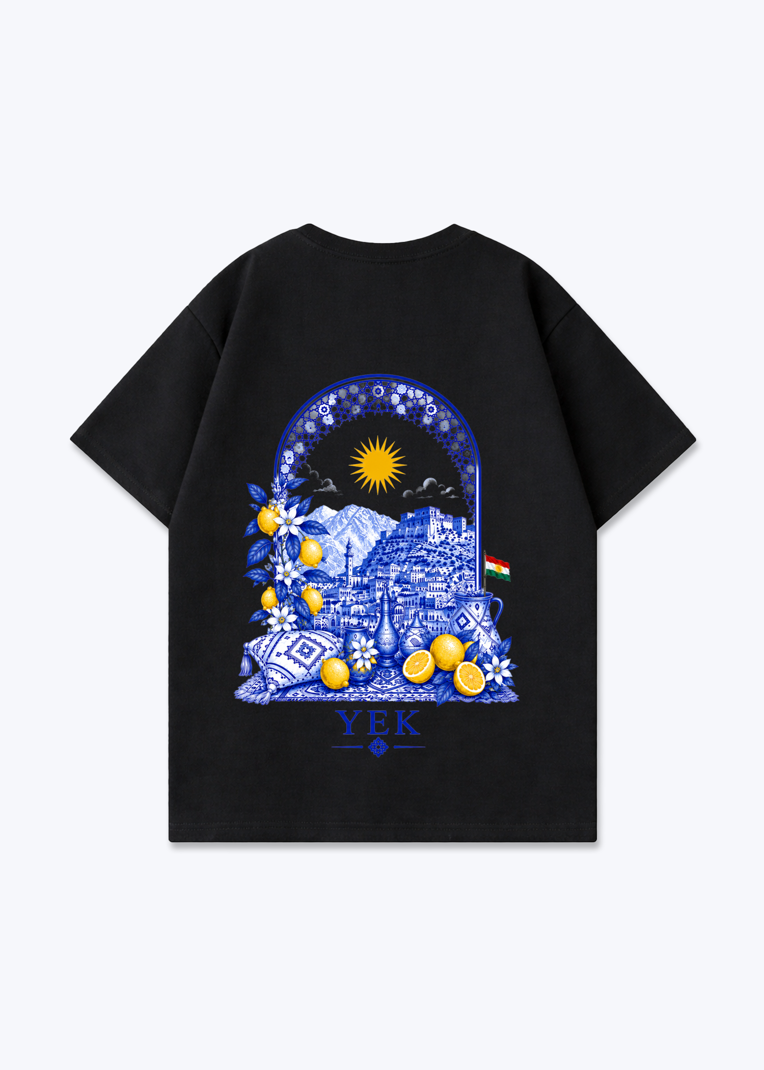 YEK Roj Blue Oversized T-Shirt - Black Back (Designed)