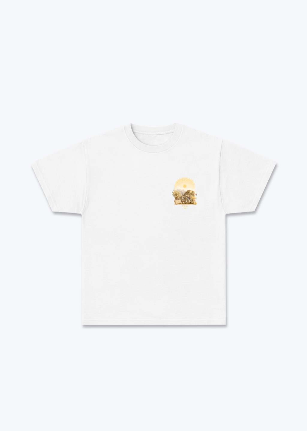 YEK Roj Gold T-Shirt - White Front (Designed)