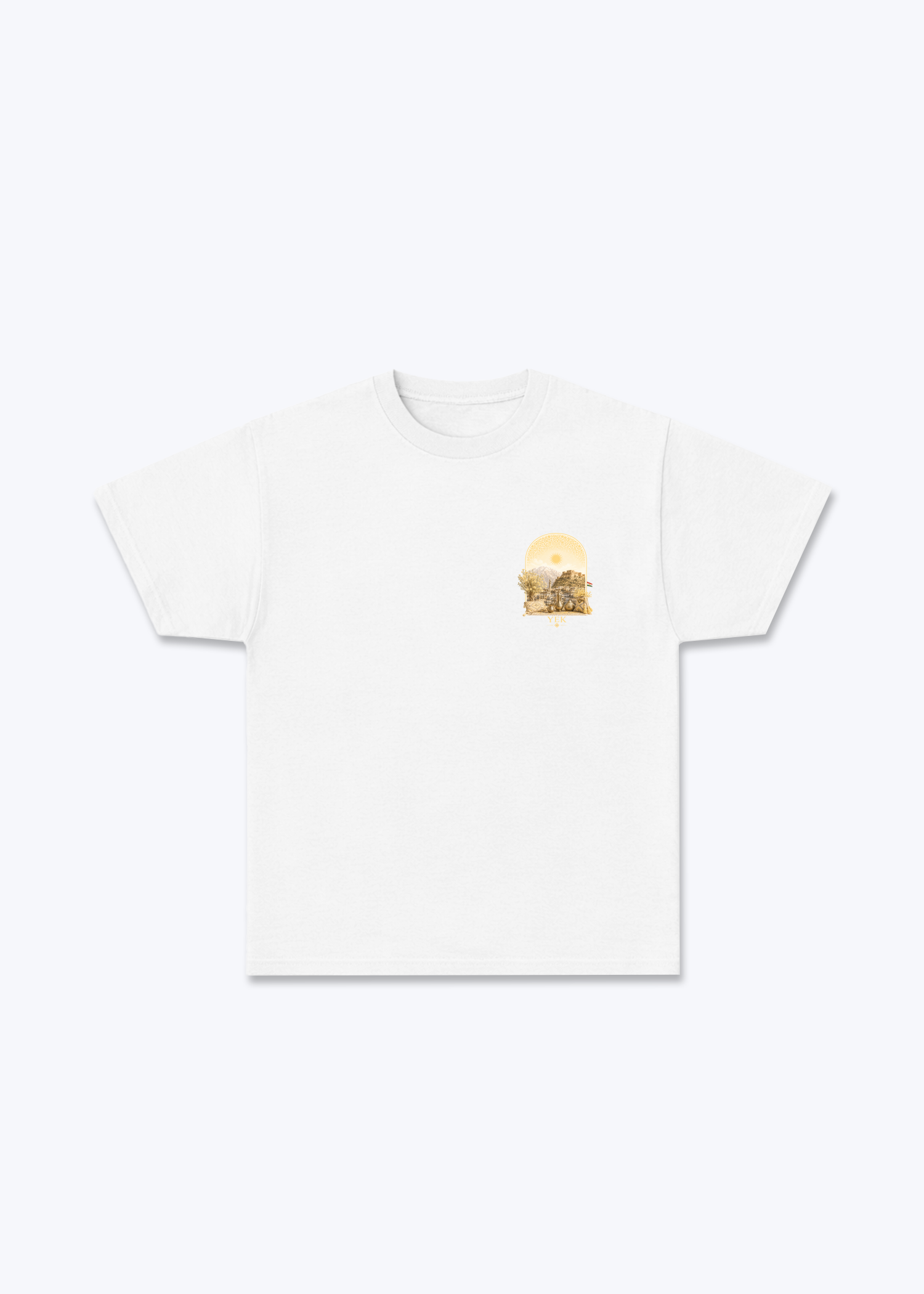 YEK Roj Gold T-Shirt - White Front (Designed)