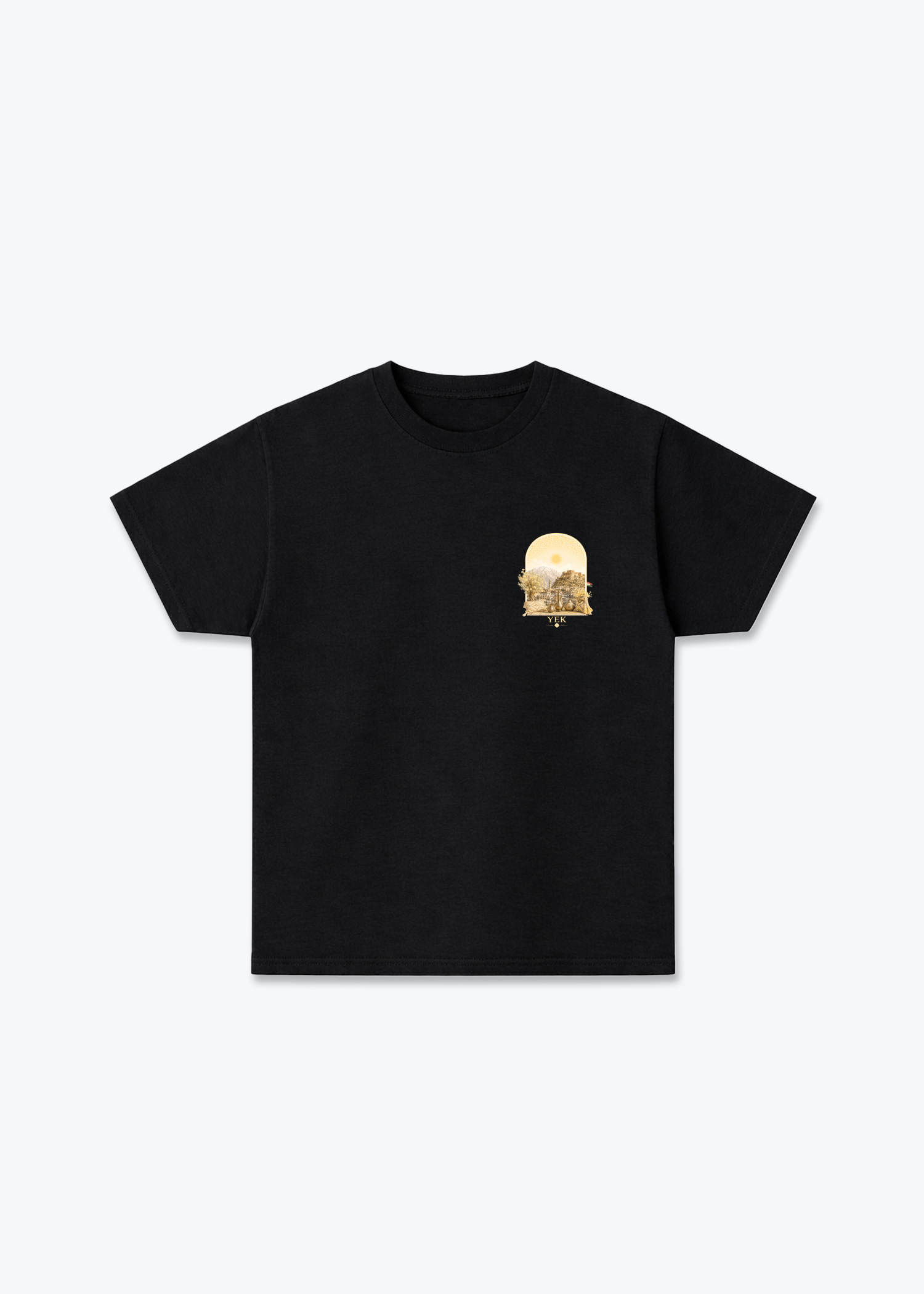 YEK Roj Gold T-Shirt - Black Front (Designed)