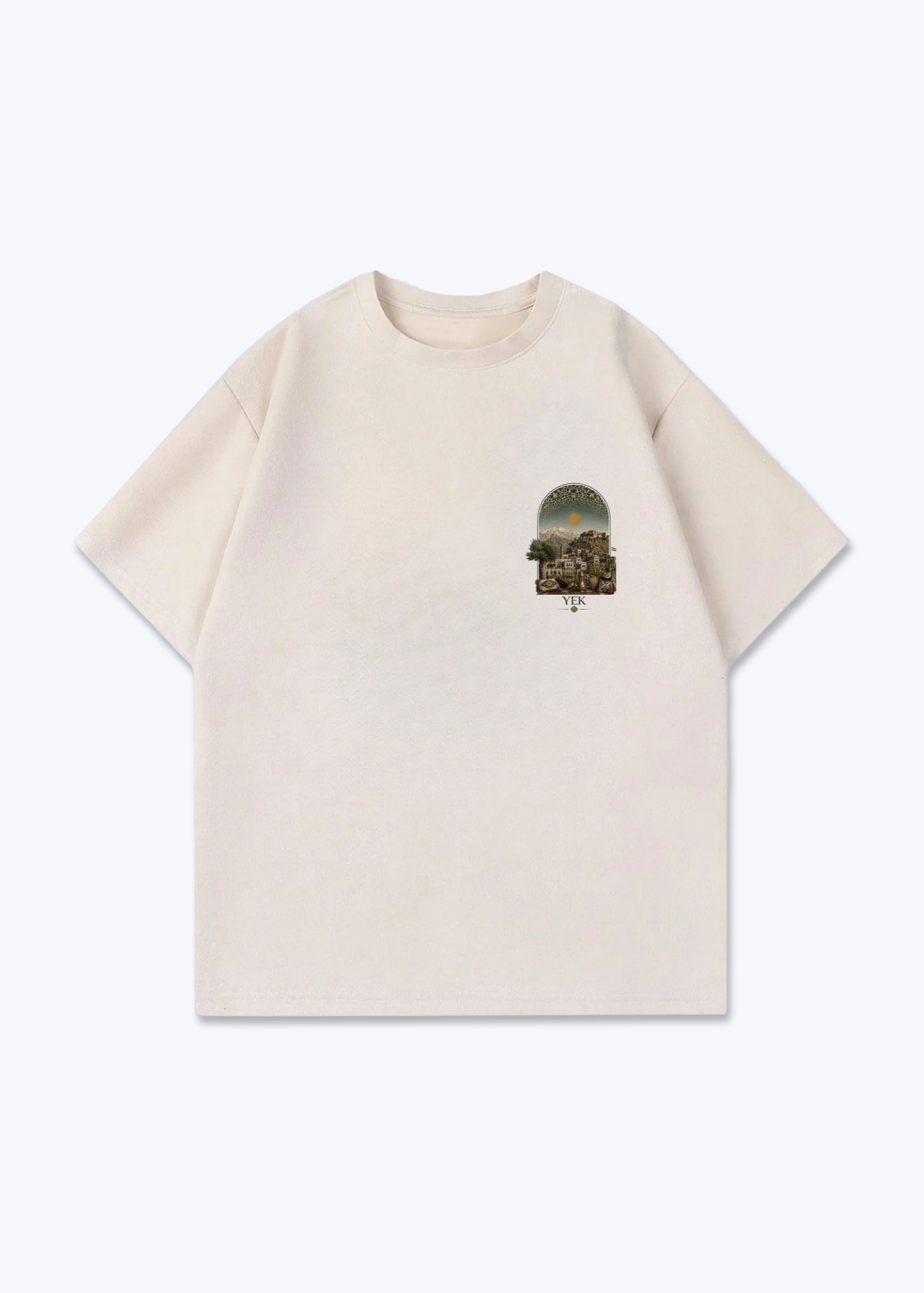 YEK Roj Oversized T-Shirt - Beige Front (Designed)