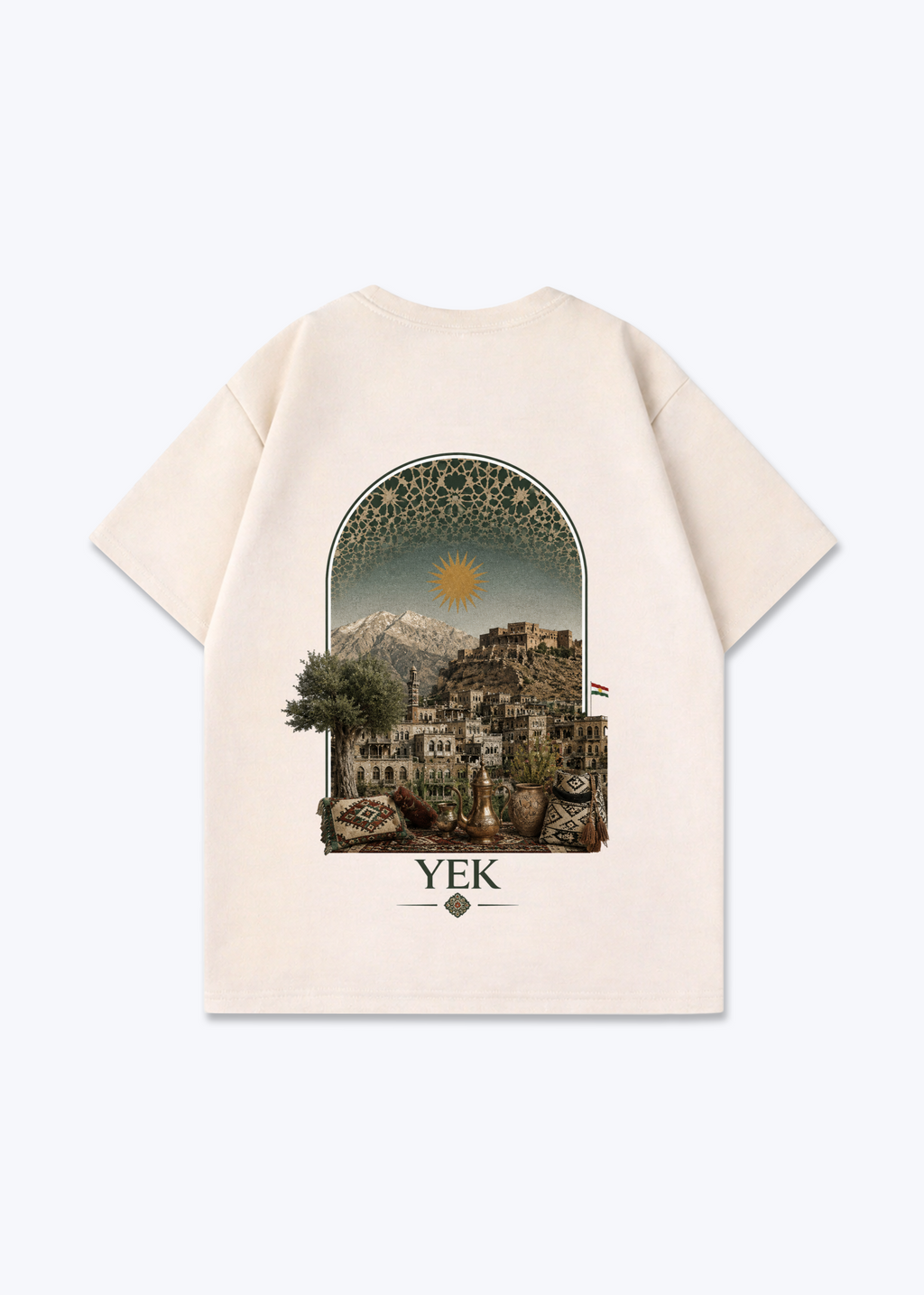 YEK Roj Oversized T-Shirt - Beige Back (Designed)