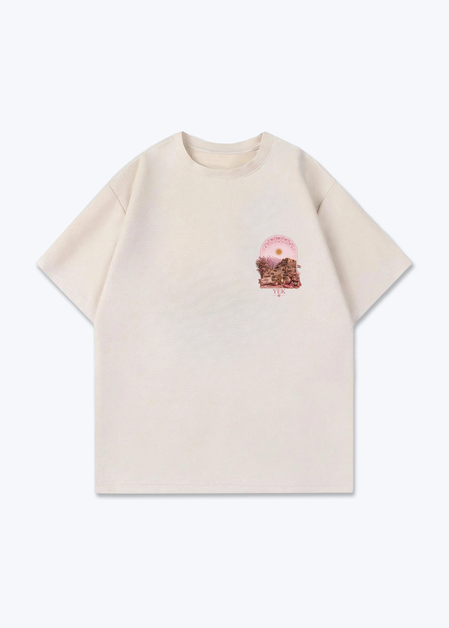 YEK Roje Oversized T-Shirt - Beige Front (Designed)