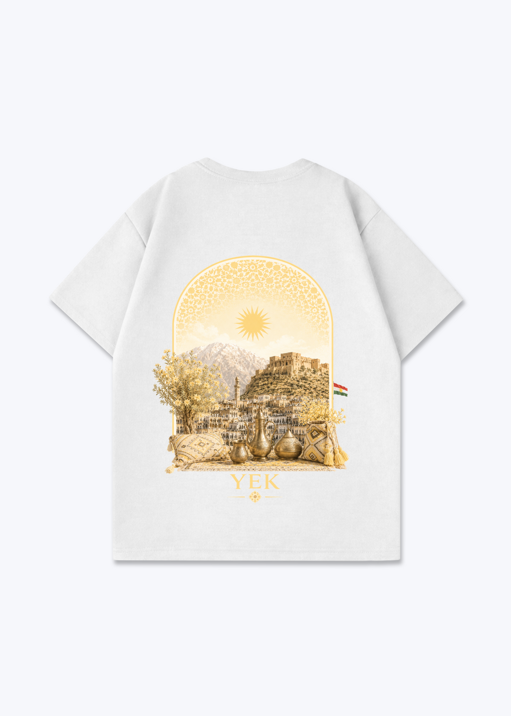 YEK Roj Gold Oversized T-Shirt - White Back (Designed)