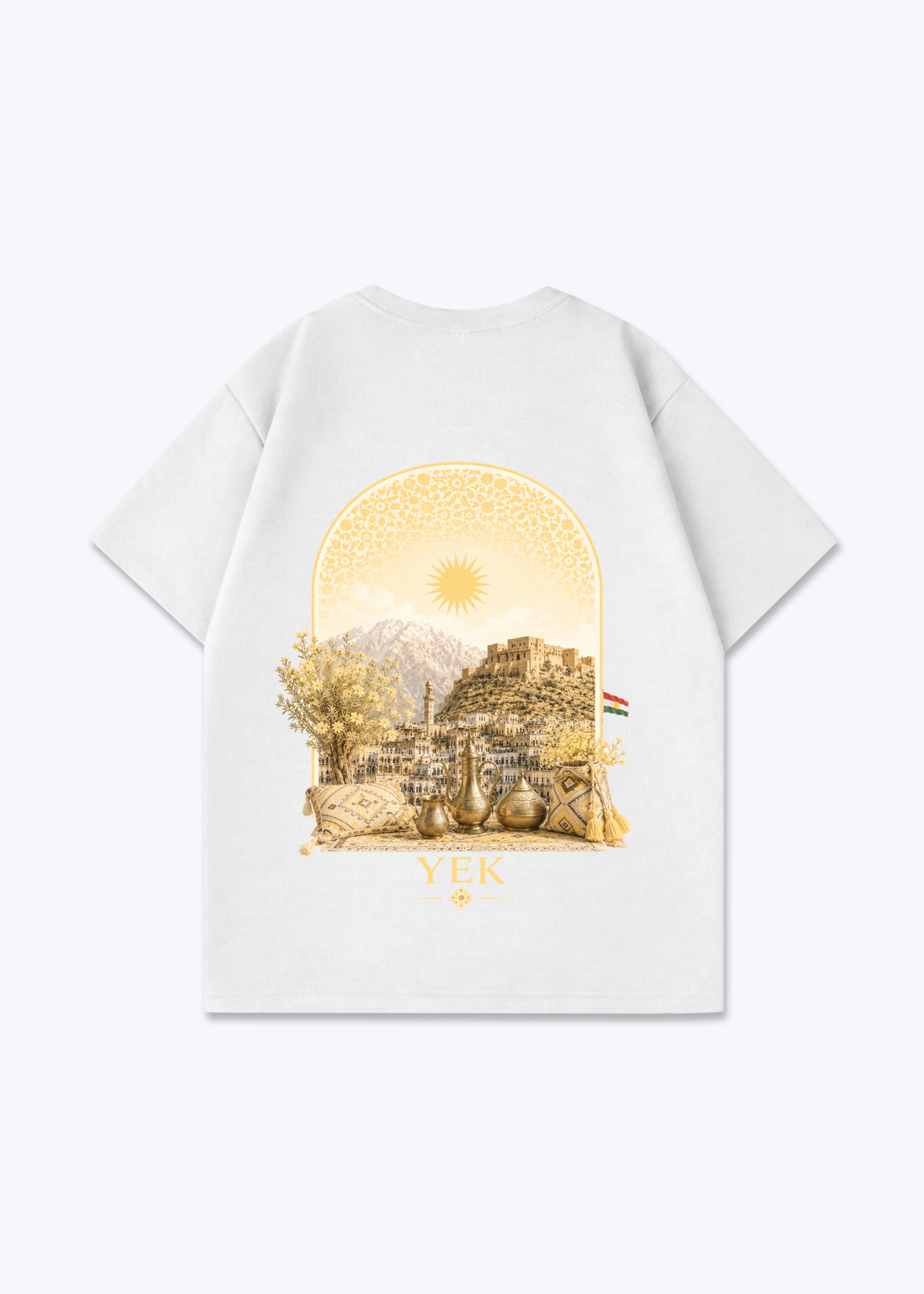 YEK Roj Gold Oversized T-Shirt - White Back (Designed)