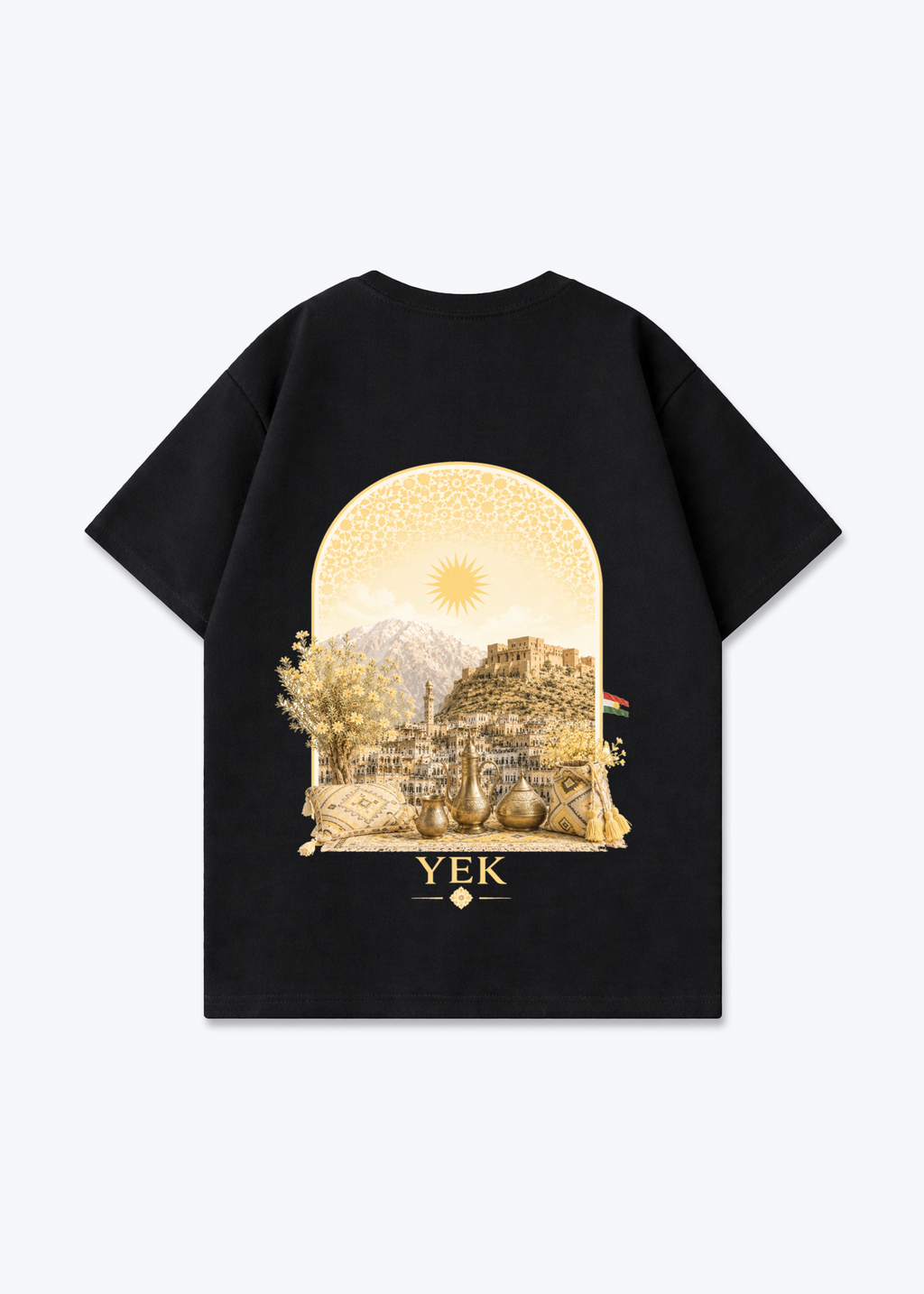 YEK Roj Gold Oversized T-Shirt - Black Back (Designed)
