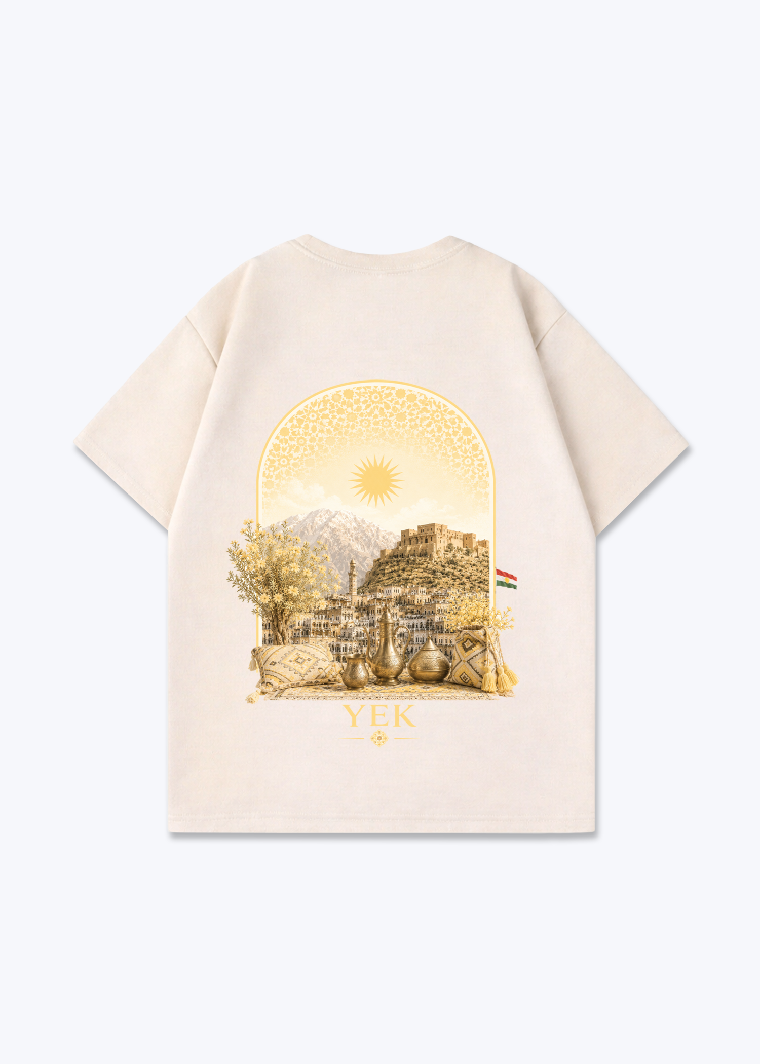 YEK Roj Gold Oversized T-Shirt - Beige Back (Designed)