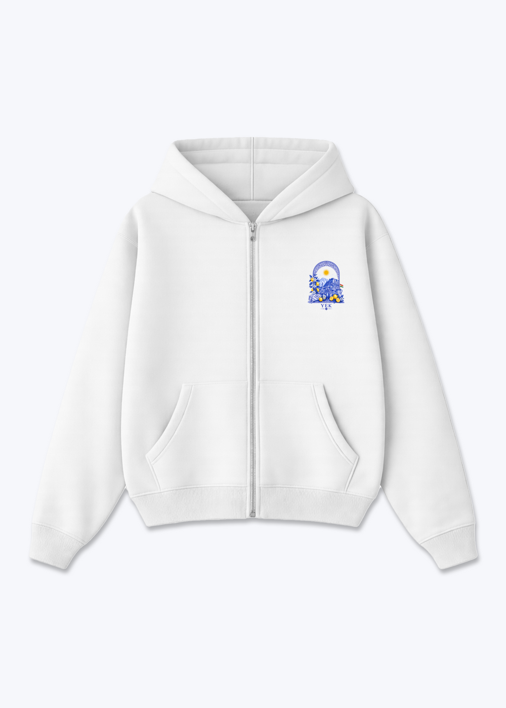 Yek Roj Blue Zipper - White Front (Designed)