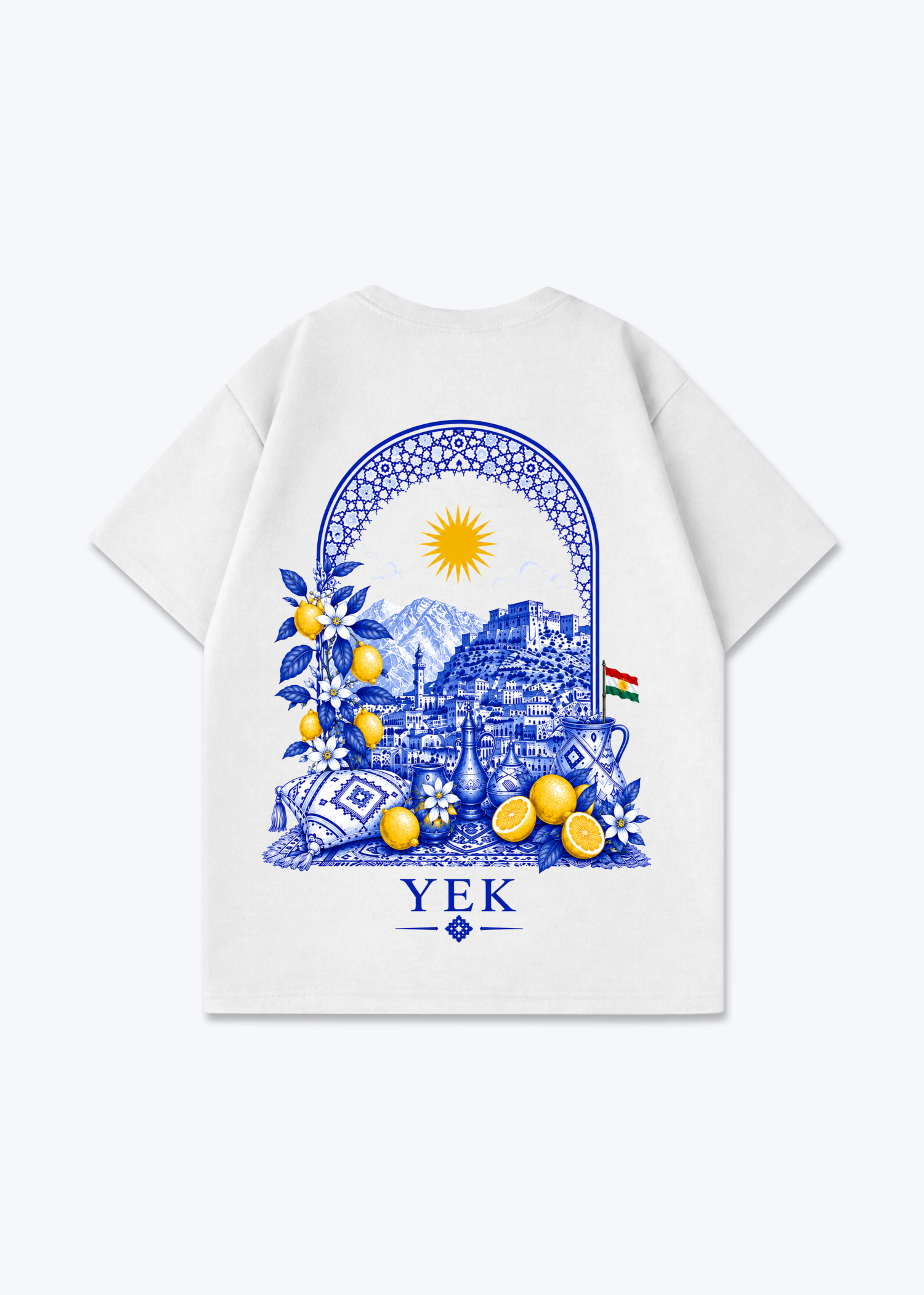 YEK Roj Blue Oversized T-Shirt - White Back (Designed)