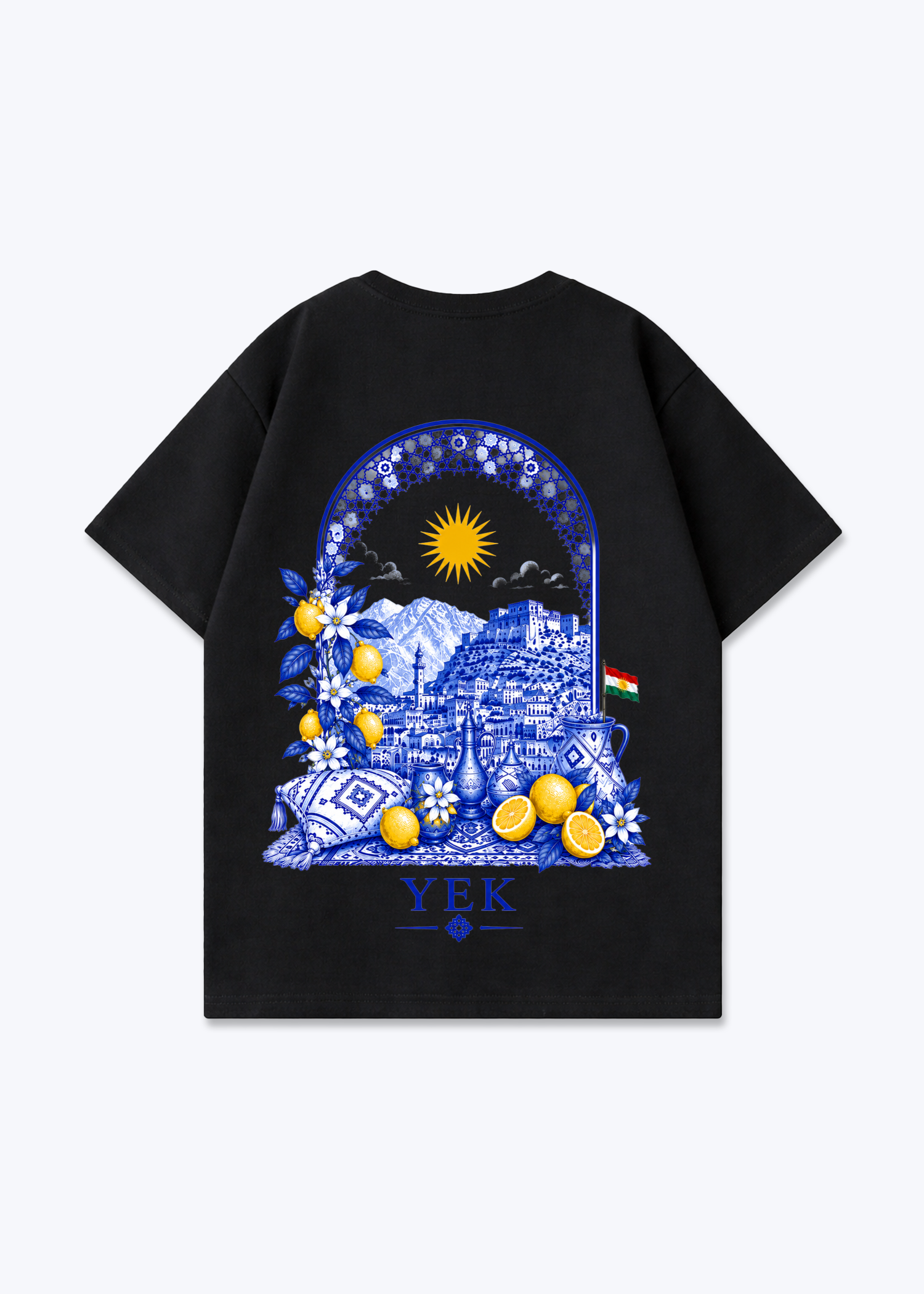 YEK Roj Blue Oversized T-Shirt - Black Back (Designed)