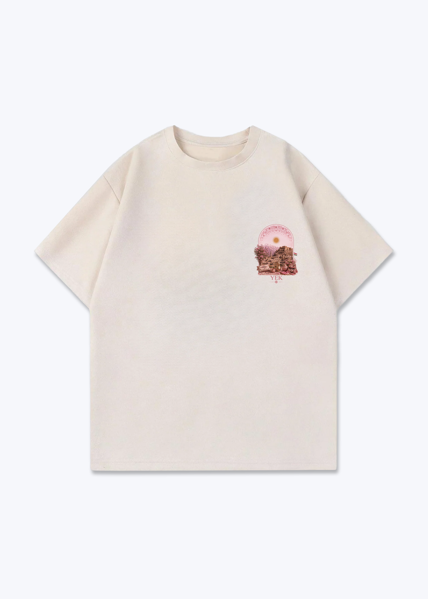 YEK Roje Oversized T-Shirt - Beige Front (Designed)