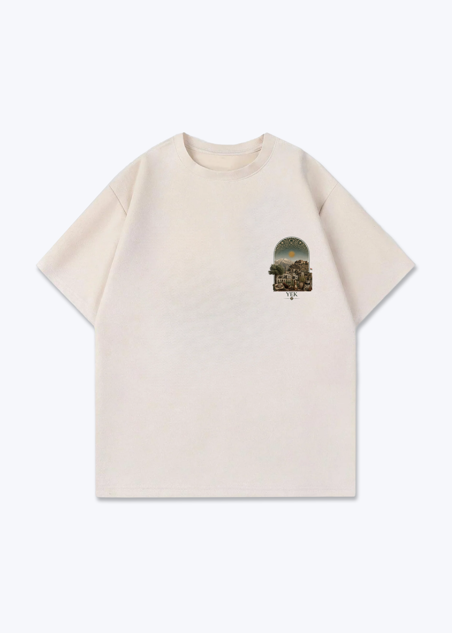 YEK Roj Oversized T-Shirt - Beige Front (Designed)