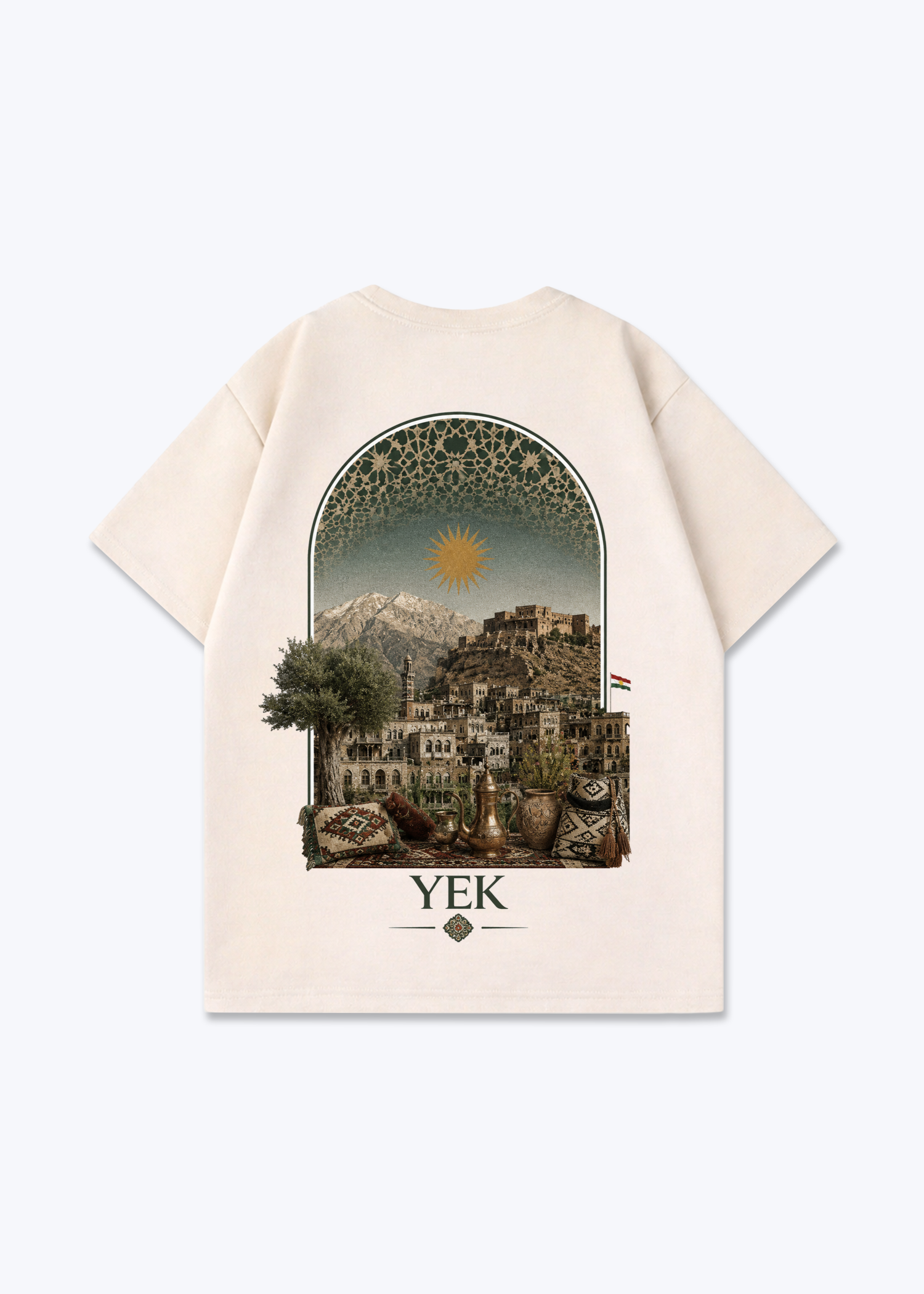 YEK Roj Oversized T-Shirt - Beige Back (Designed)