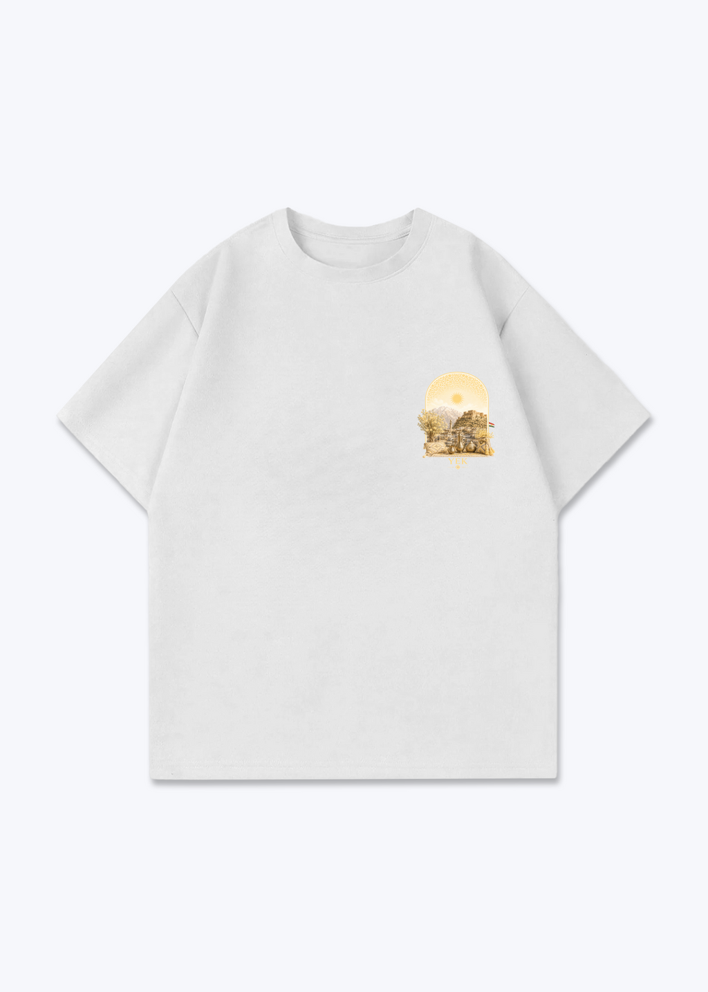 YEK Roj Gold Oversized T-Shirt - White Front (Designed)