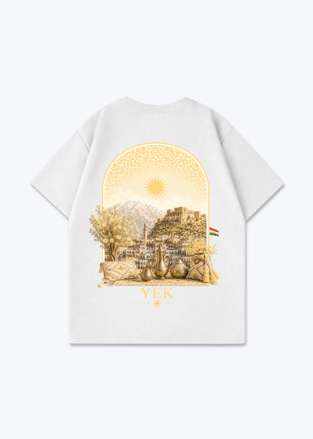 YEK Roj Gold Oversized T-Shirt - White Back (Designed)