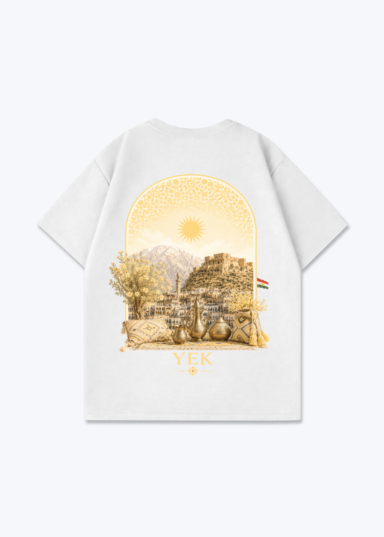 YEK Roj Gold Oversized T-Shirt - White Back (Designed)