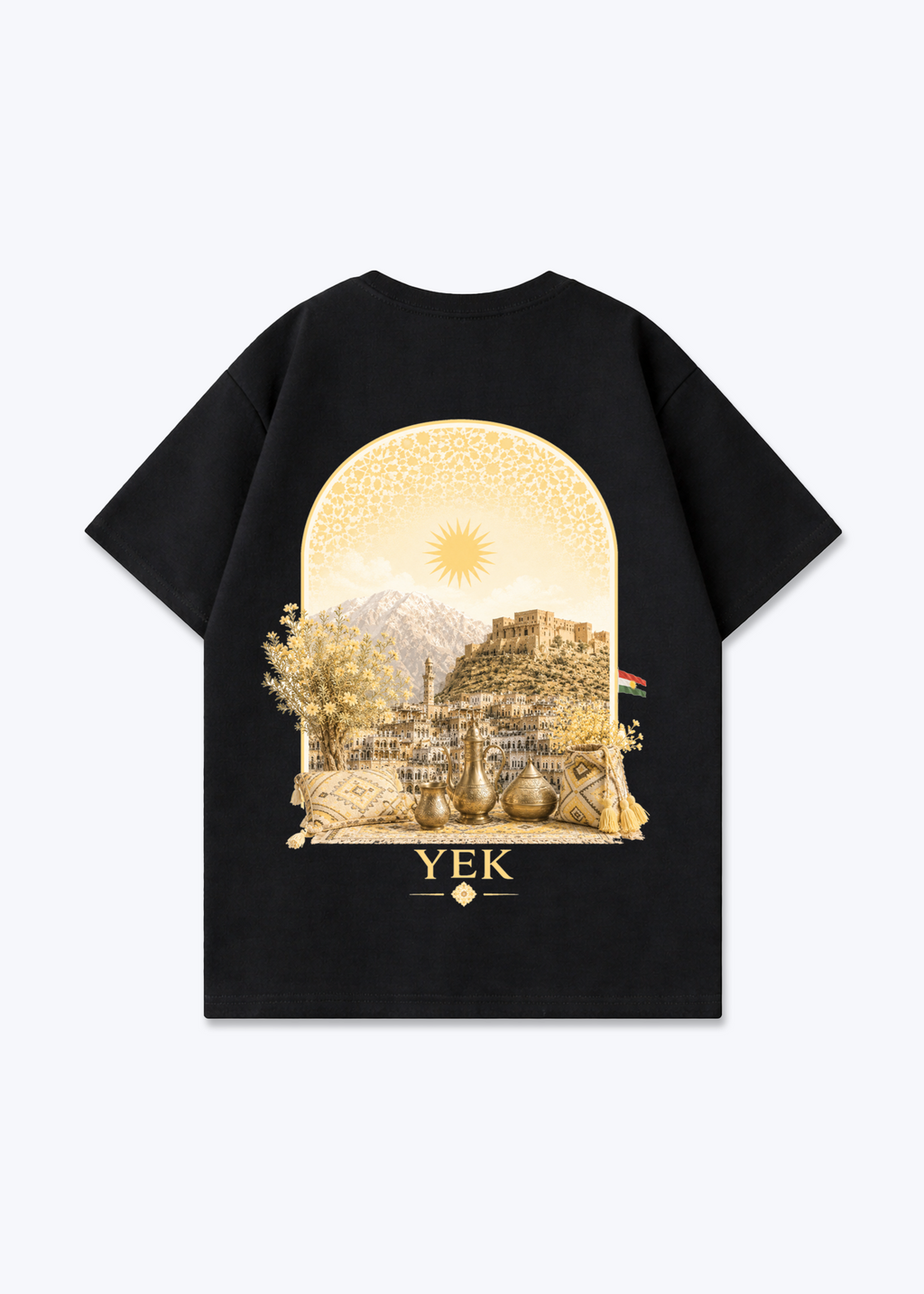 YEK Roj Gold Oversized T-Shirt - Black Back (Designed)
