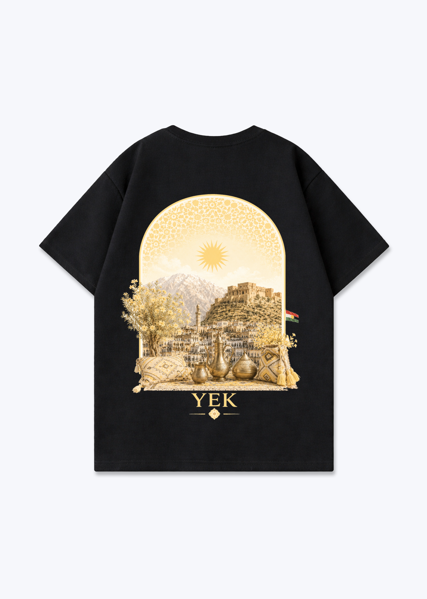 YEK Roj Gold Oversized T-Shirt - Black Back (Designed)