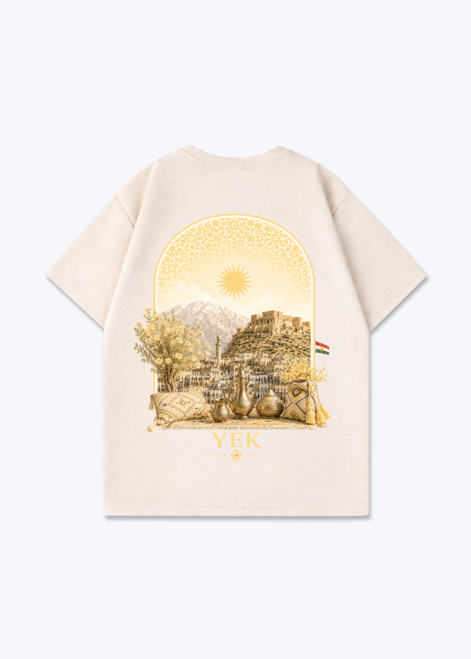 YEK Roj Gold Oversized T-Shirt - Beige Back (Designed)