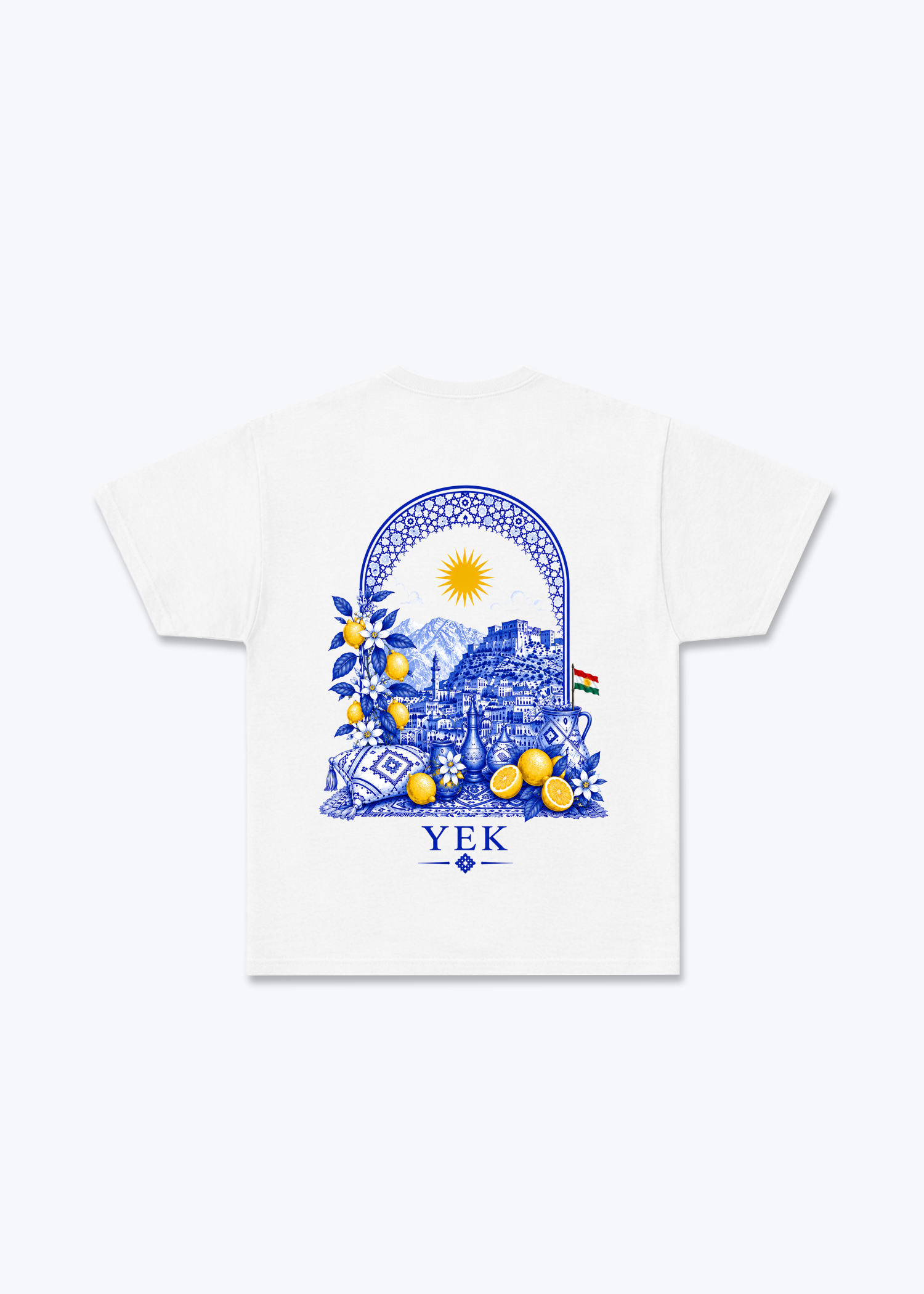 YEK Roj Blue T-Shirt - White Back (Designed)