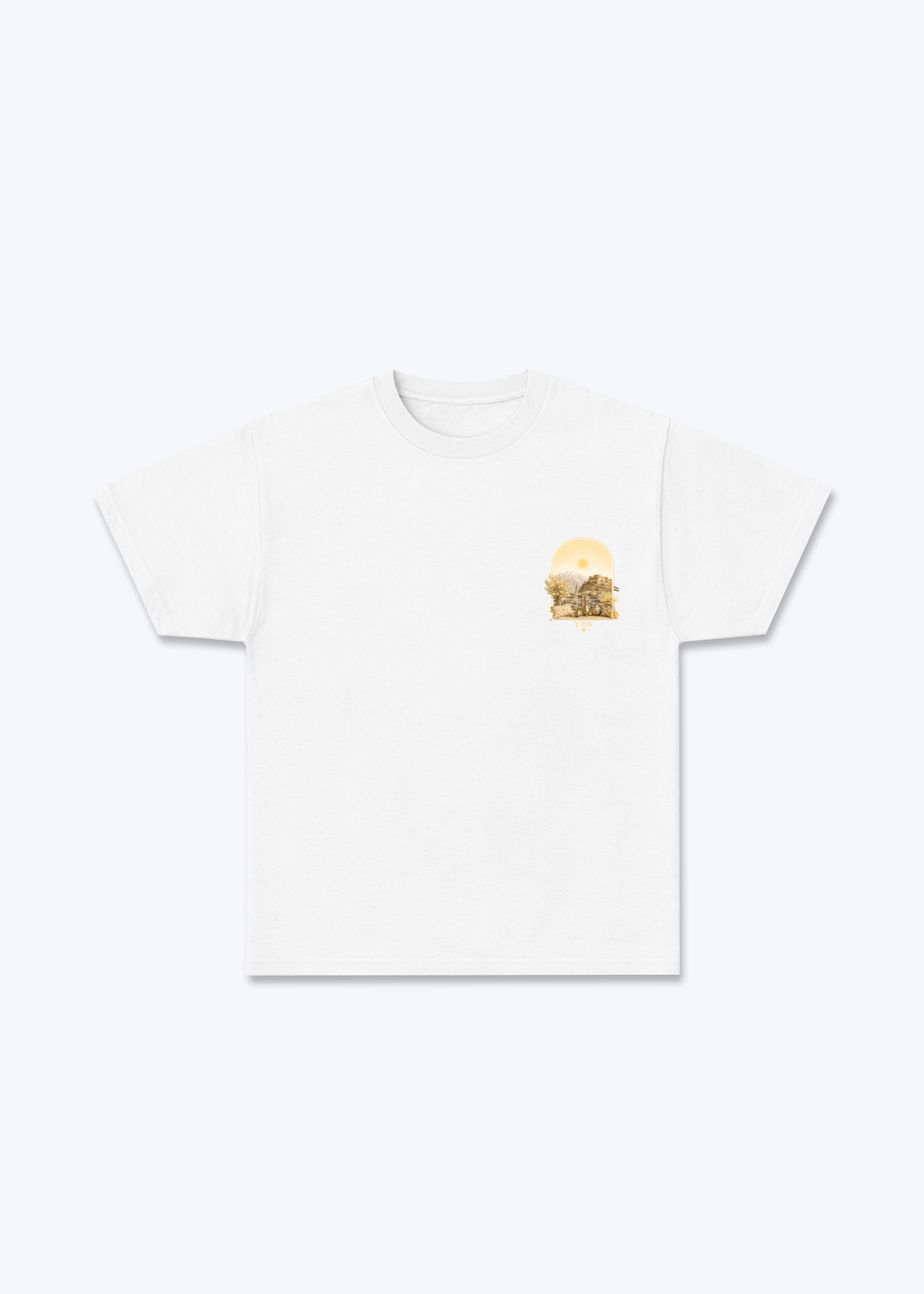 YEK Roj Gold T-Shirt - White Front (Designed)