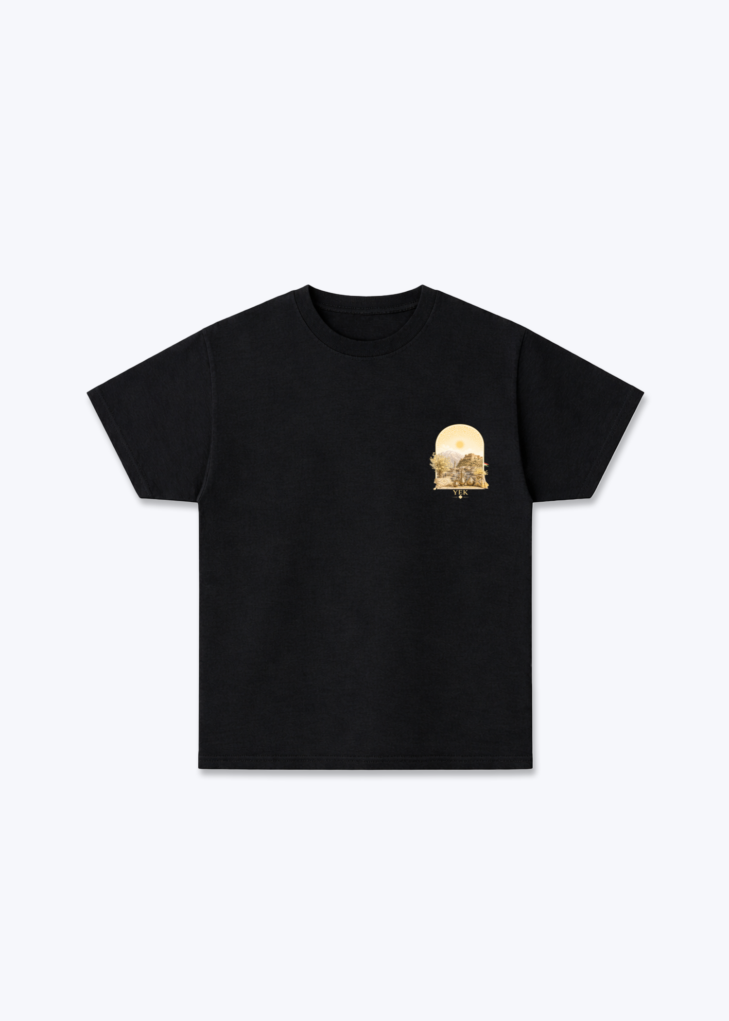 YEK Roj Gold T-Shirt - Black Front (Designed)